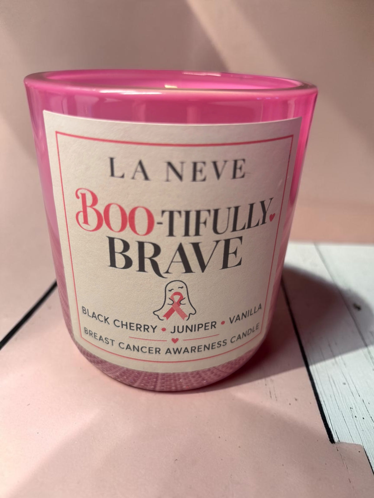 Boo-Tifully Brave Breast Cancer Awareness Candle