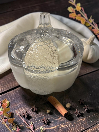 White Pumpkin Clear Glass Candle