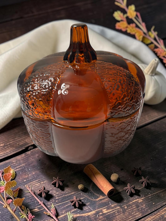 Amber Glass Pumpkin Candle