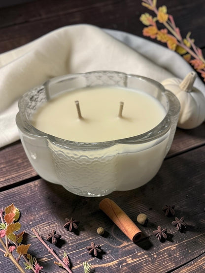 White Pumpkin Clear Glass Candle