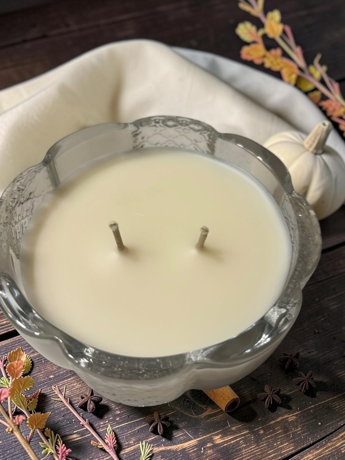 White Pumpkin Clear Glass Candle