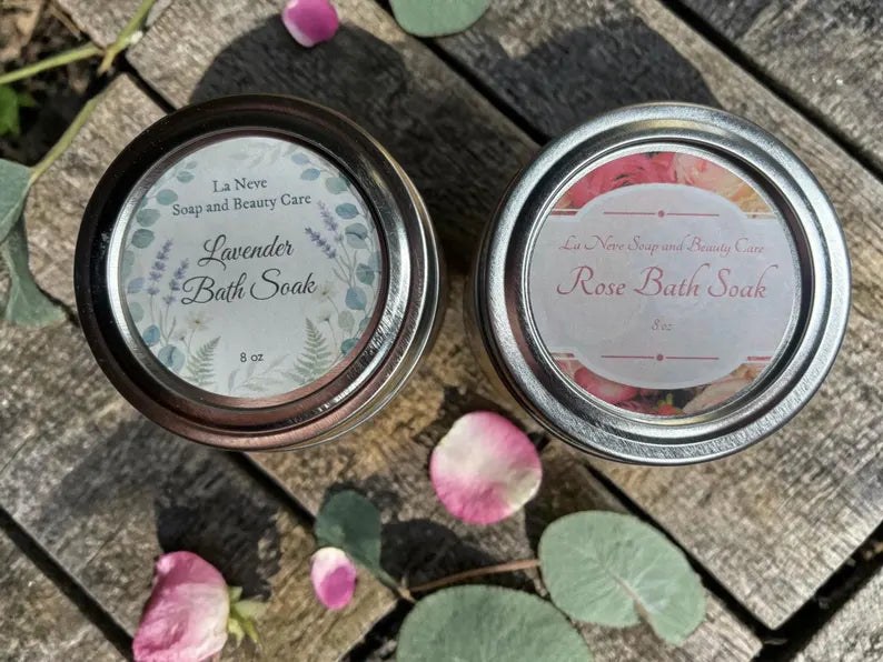 Handmade Spa Gift Set: Rose or Lavender Soap, Body Butter or Scrub, Bath Soak, Soap dish
