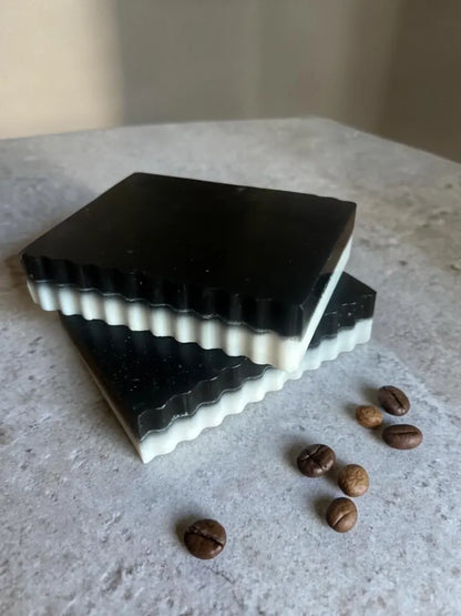 Midnight Latte: Charcoal and Goat Milk Soap with Vanilla, Almond, and Coffee