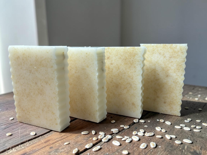 La Neve Soap and Beauty Care Oatmeal Exfoliating Bar Soap with honey, creamy lather, gentle cleansing and moisturizing for all skin types.