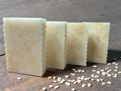 La Neve Soap and Beauty Care Oatmeal Exfoliating Bar Soap with creamy lather and natural honey for gentle cleansing.