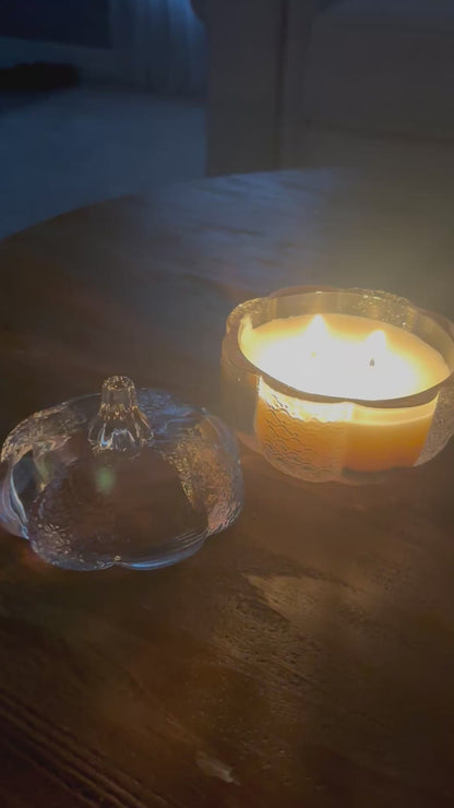 White Pumpkin Clear Glass Candle